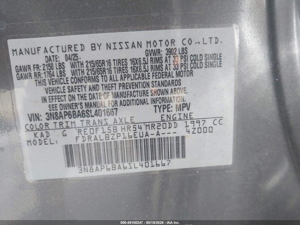 3N8AP6BA6SL401667 2025 NISSAN KICKS photo no. 9