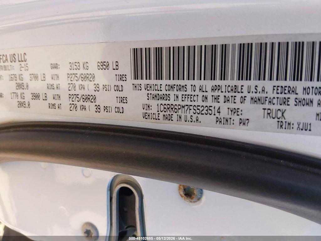 1C6RR6PM7FS523514 2015 RAM 1500 photo no. 9