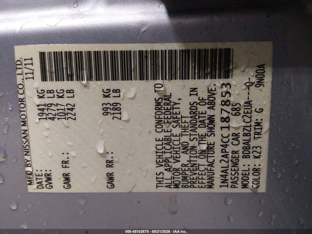 1N4AL2AP4CC187853 2012 NISSAN ALTIMA photo no. 9