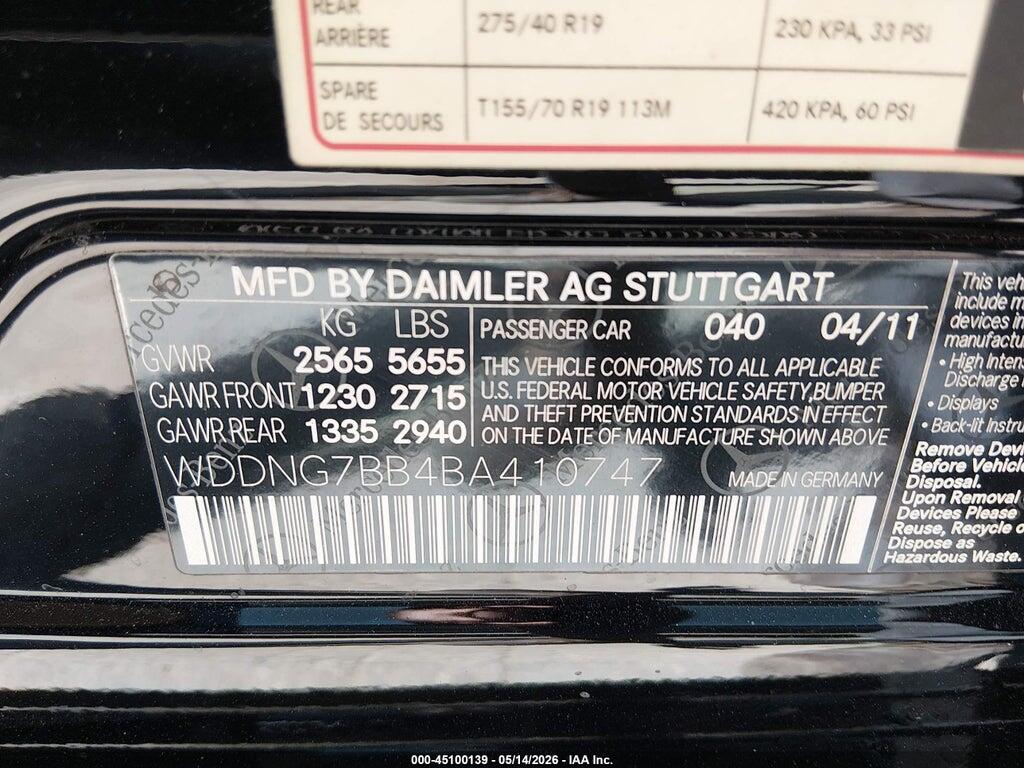 WDDNG7BB4BA410747 2011 MERCEDES-BENZ S 550 photo no. 9
