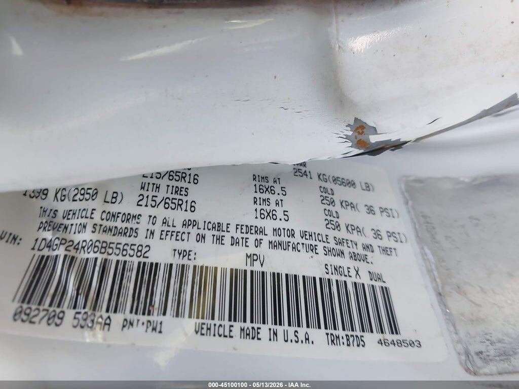 1D4GP24R06B556582 2006 DODGE GRAND CARAVAN photo no. 9