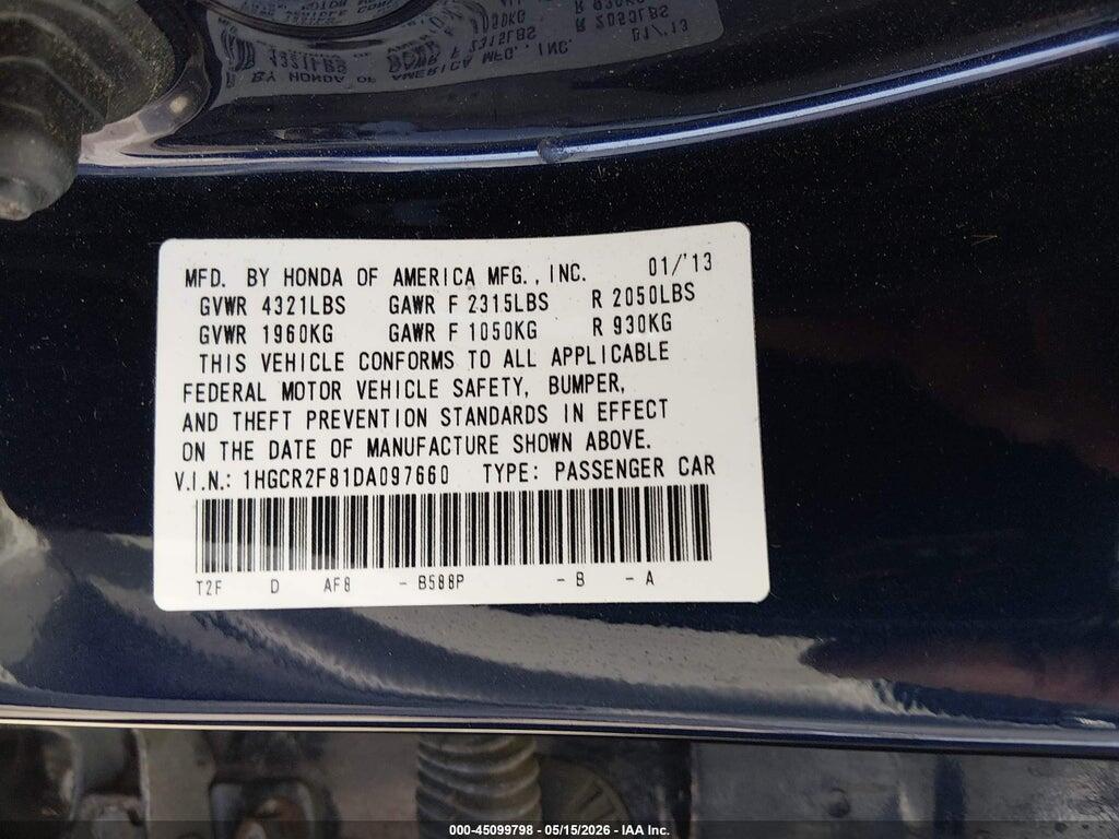 1HGCR2F81DA097660 2013 HONDA ACCORD photo no. 9
