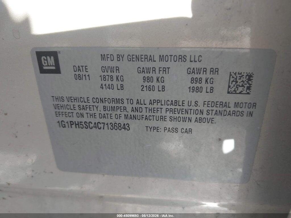 1G1PH5SC4C7136843 2012 CHEVROLET CRUZE photo no. 9