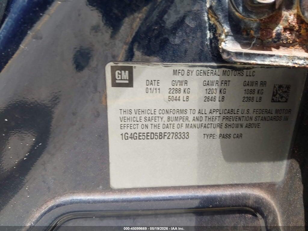 1G4GE5ED5BF278333 2011 BUICK LACROSSE photo no. 9