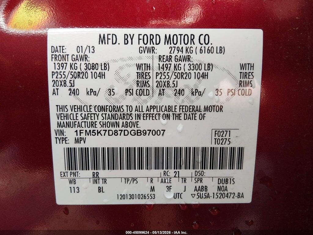 1FM5K7D87DGB97007 2013 FORD EXPLORER photo no. 9