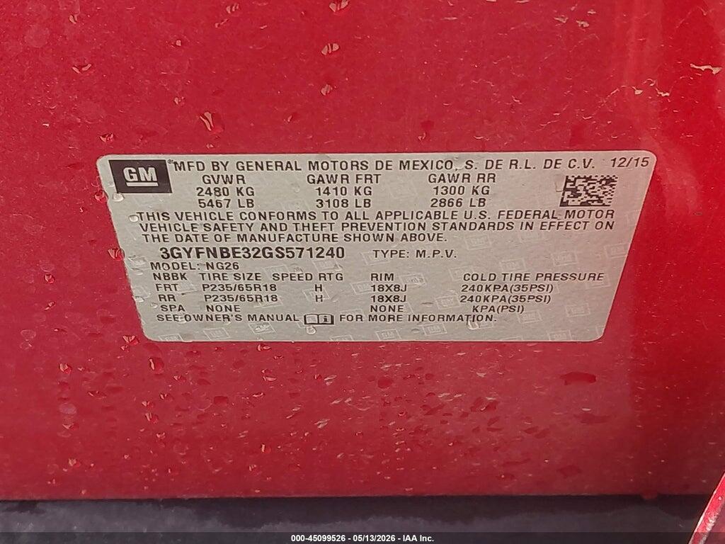 3GYFNBE32GS571240 2016 CADILLAC SRX photo no. 9