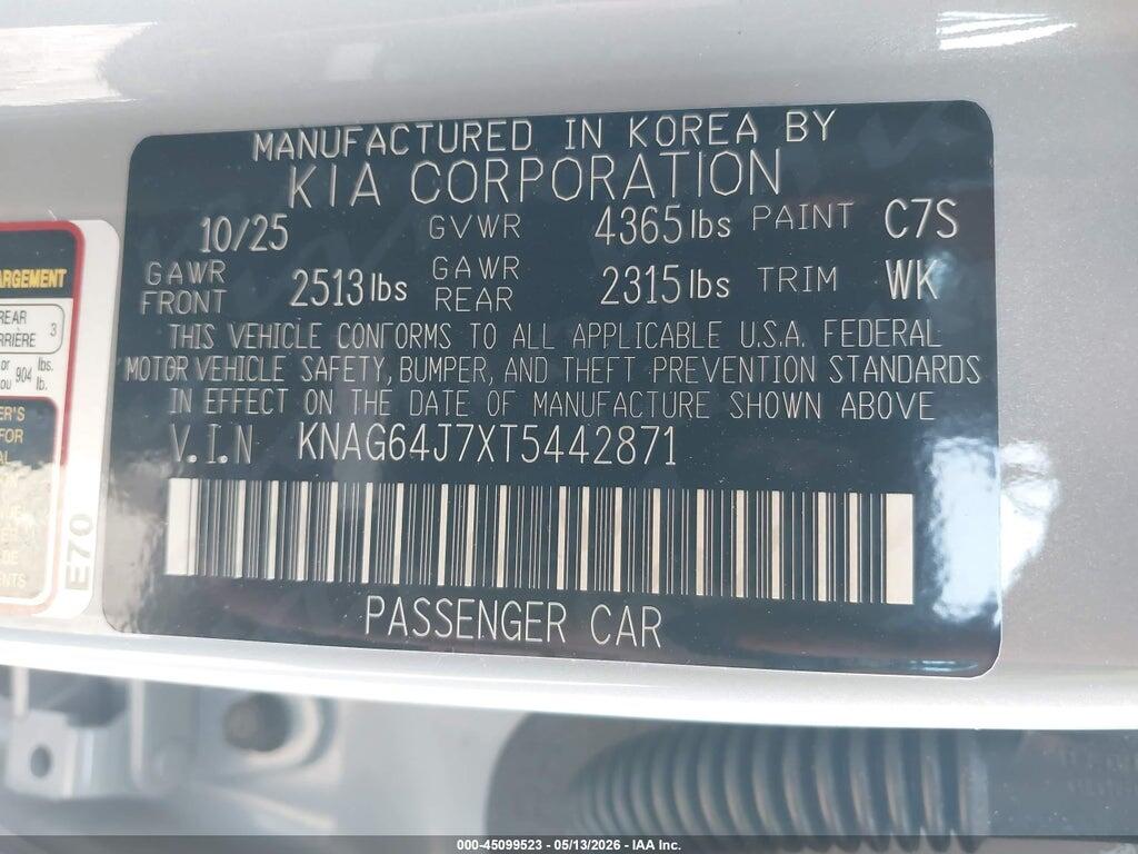 KNAG64J7XT5442871 2026 KIA K5 photo no. 9