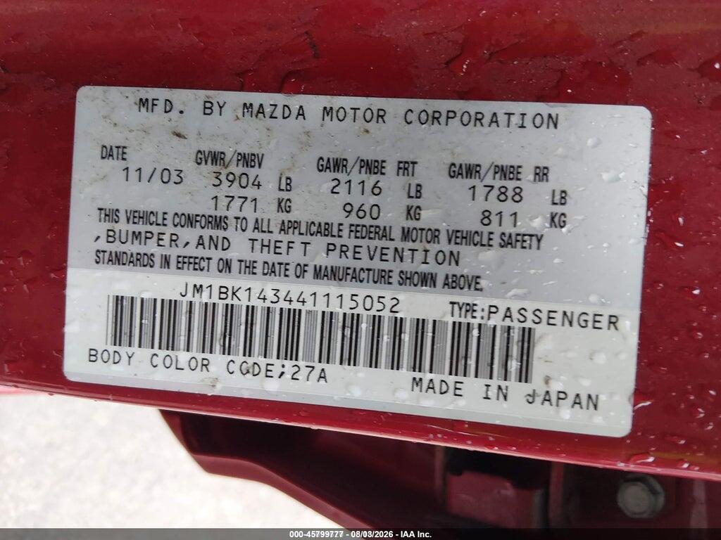 JM1BK143441115052 2004 MAZDA MAZDA3 photo no. 9
