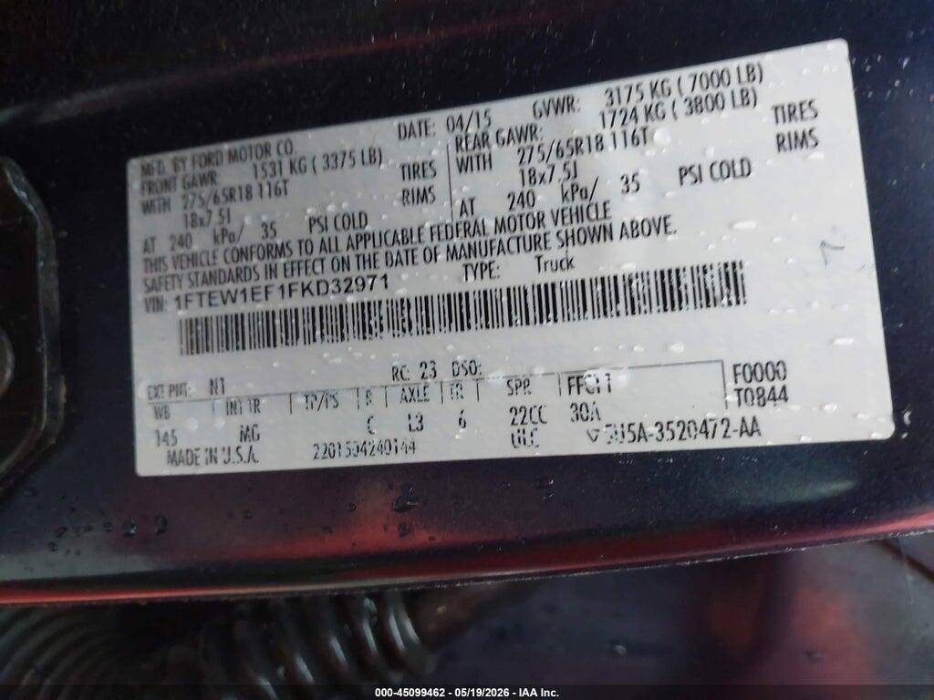 1FTEW1EF1FKD32971 2015 FORD F-150 photo no. 9