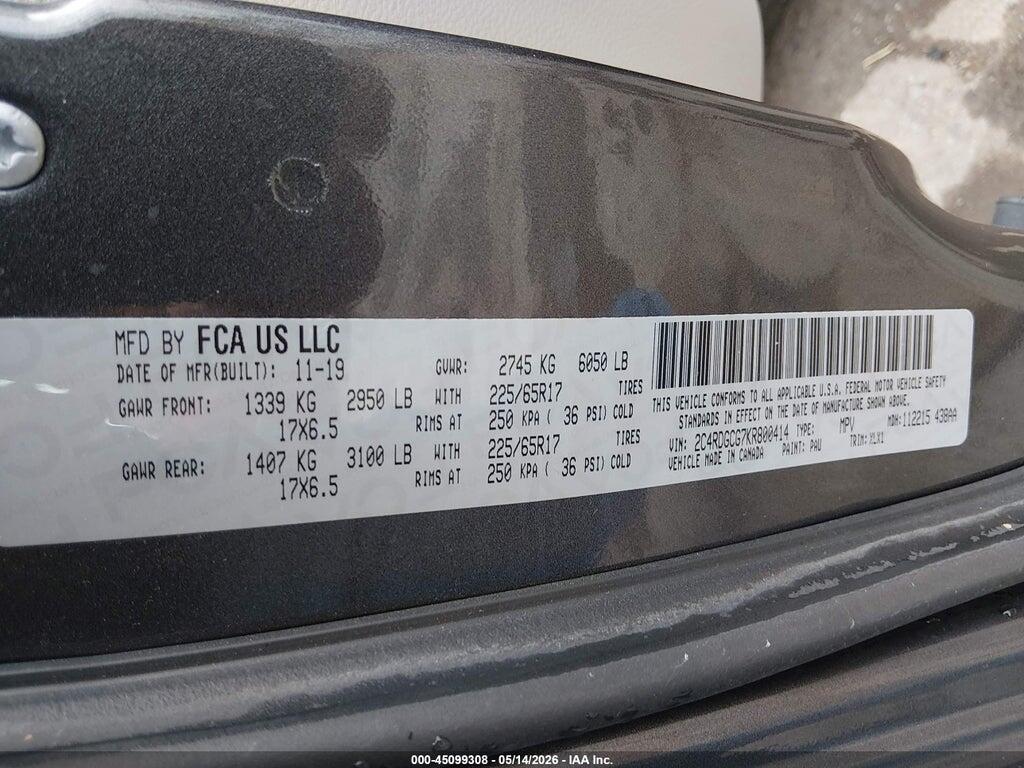 2C4RDGCG7KR800414 2019 DODGE GRAND CARAVAN photo no. 9