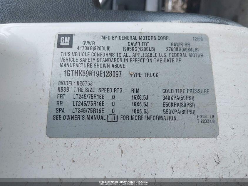 1GTHK59K19E128097 2009 GMC SIERRA 2500HD photo no. 9