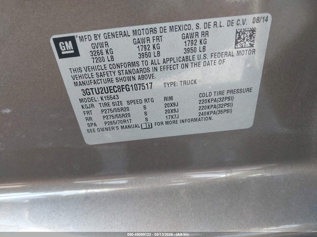 3GTU2UEC8FG107517 2015 GMC SIERRA 1500 photo no. 9