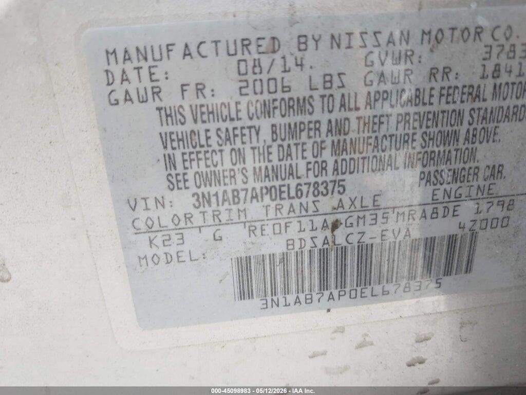 3N1AB7AP0EL678375 2014 NISSAN SENTRA photo no. 9