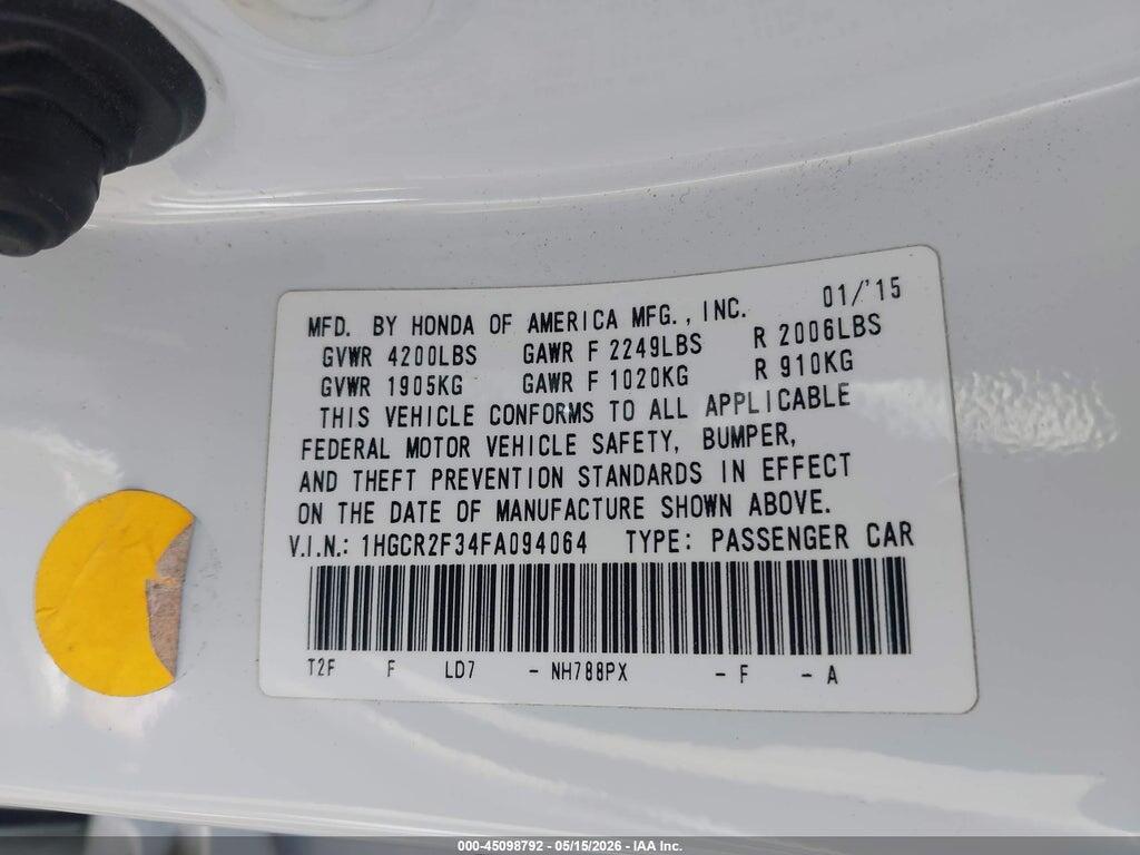 1HGCR2F34FA094064 2015 HONDA ACCORD photo no. 9