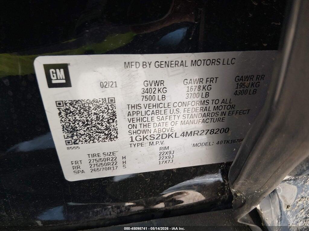 1GKS2DKL4MR278200 2021 GMC YUKON photo no. 9