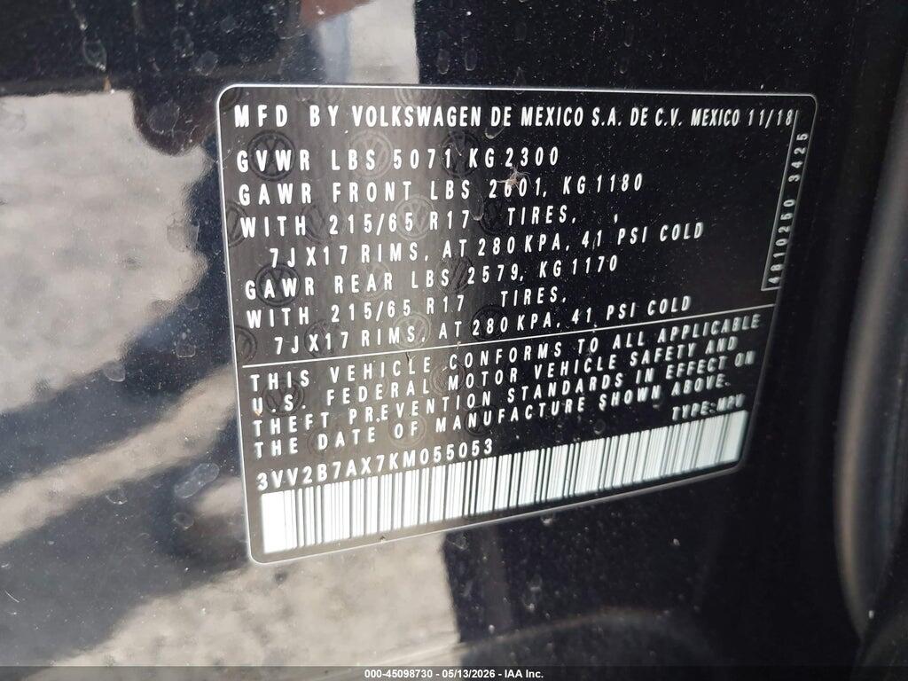 3VV2B7AX7KM055053 2019 VOLKSWAGEN TIGUAN photo no. 9