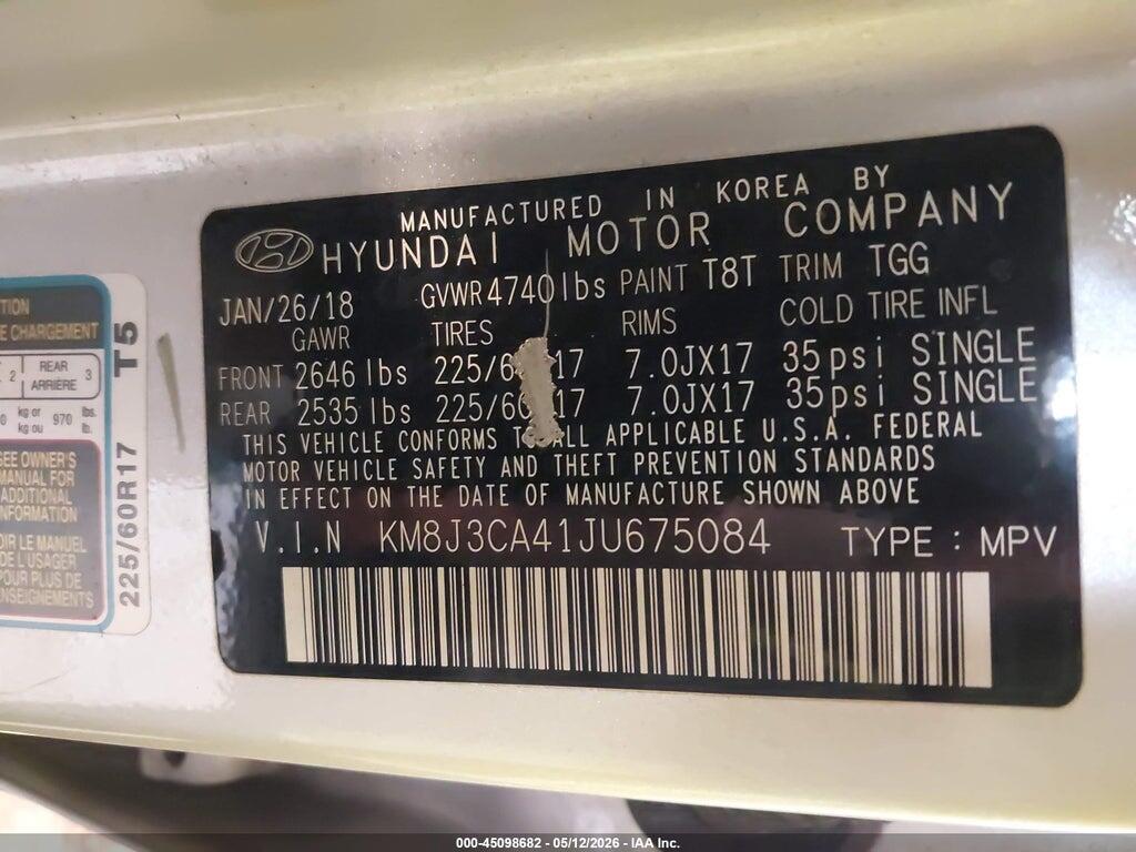 KM8J3CA41JU675084 2018 HYUNDAI TUCSON photo no. 9