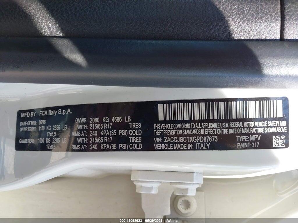 ZACCJBCTXGPD87673 2016 JEEP RENEGADE photo no. 9