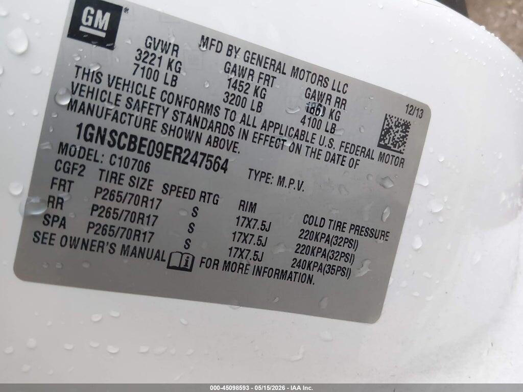 1GNSCBE09ER247564 2014 CHEVROLET TAHOE photo no. 9