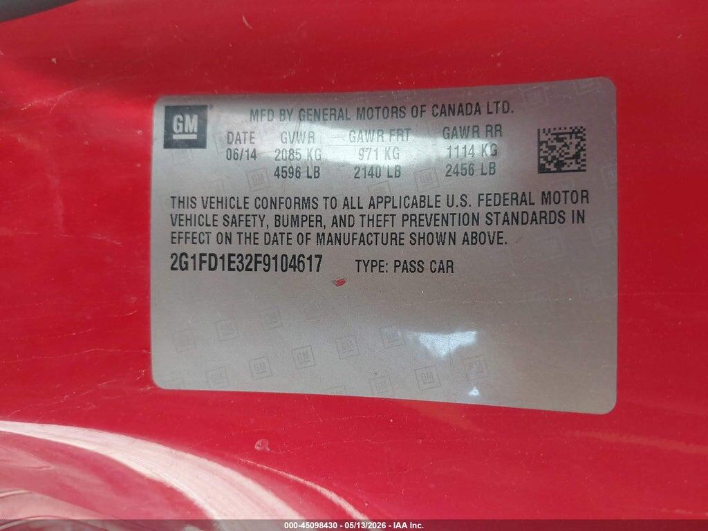 2G1FD1E32F9104617 2015 CHEVROLET CAMARO photo no. 9