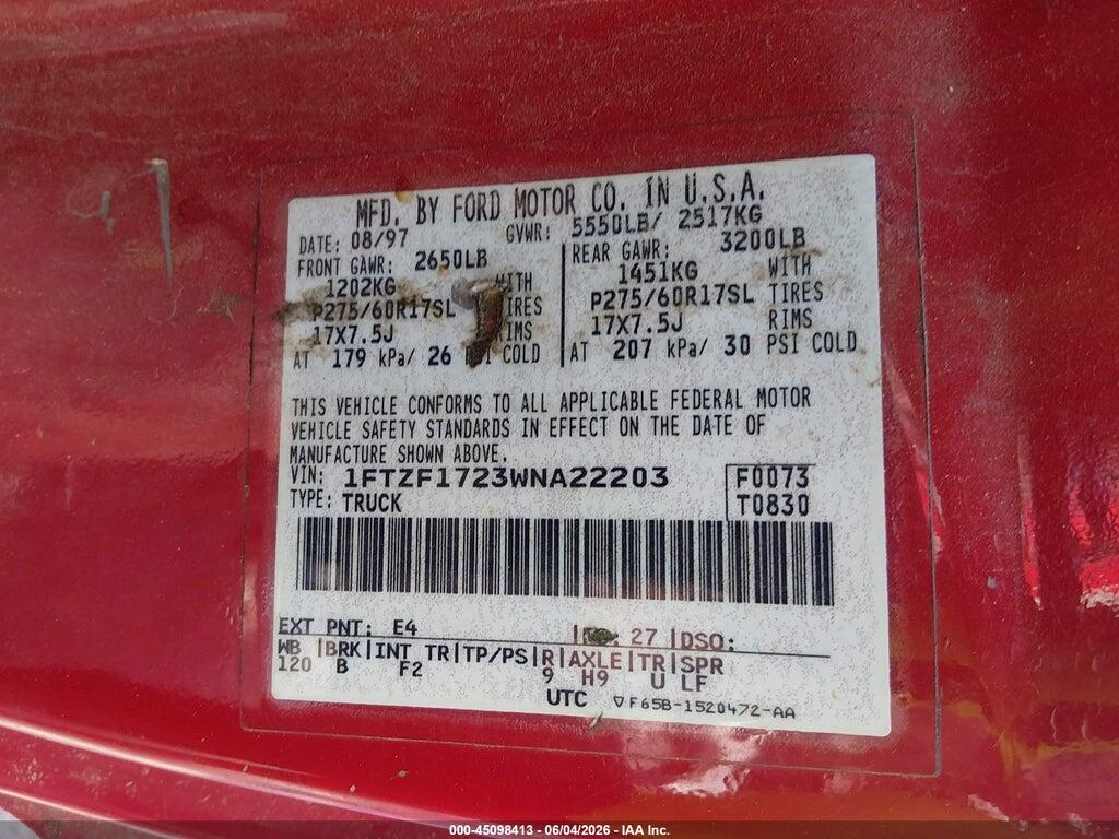 1FTZF1723WNA22203 1998 FORD F-150 photo no. 9