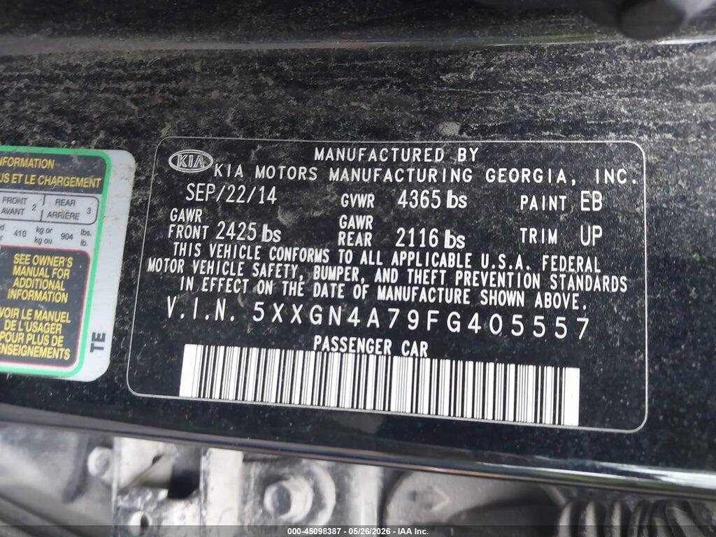 5XXGN4A79FG405557 2015 KIA OPTIMA photo no. 9