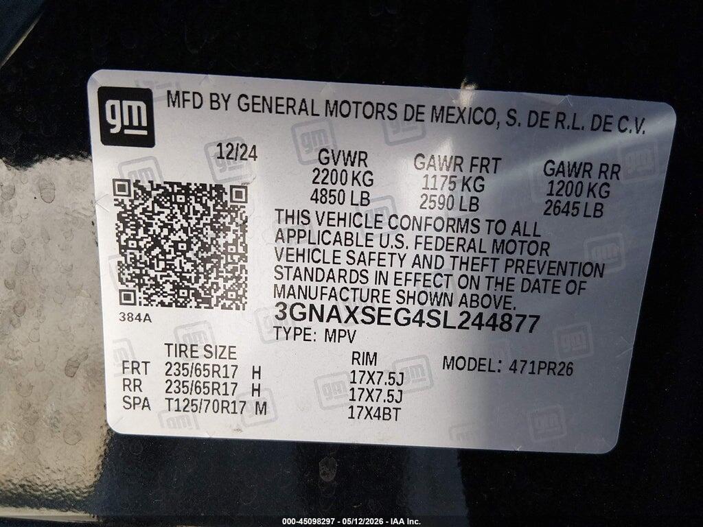 3GNAXSEG4SL244877 2025 CHEVROLET EQUINOX photo no. 9