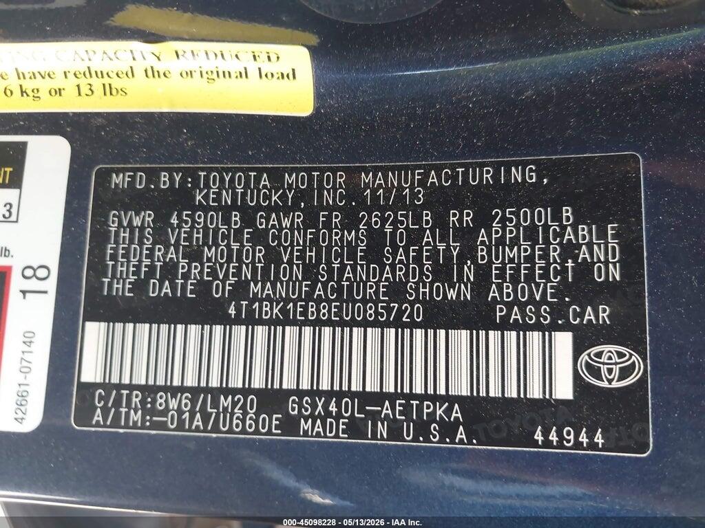 4T1BK1EB8EU085720 2014 TOYOTA AVALON photo no. 9