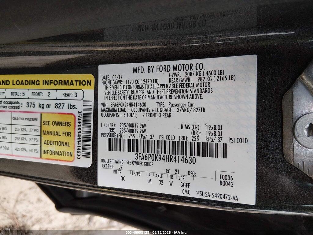 3FA6P0K94HR414630 2017 FORD FUSION photo no. 9