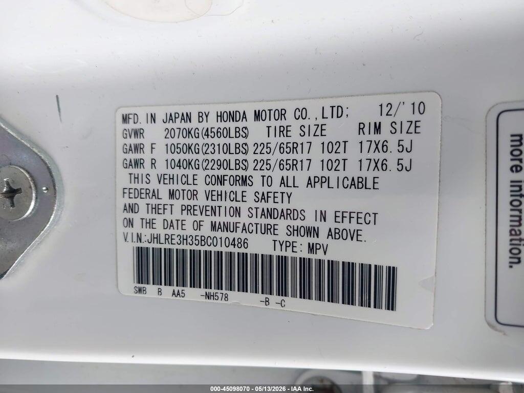 JHLRE3H35BC010486 2011 HONDA CR-V photo no. 9