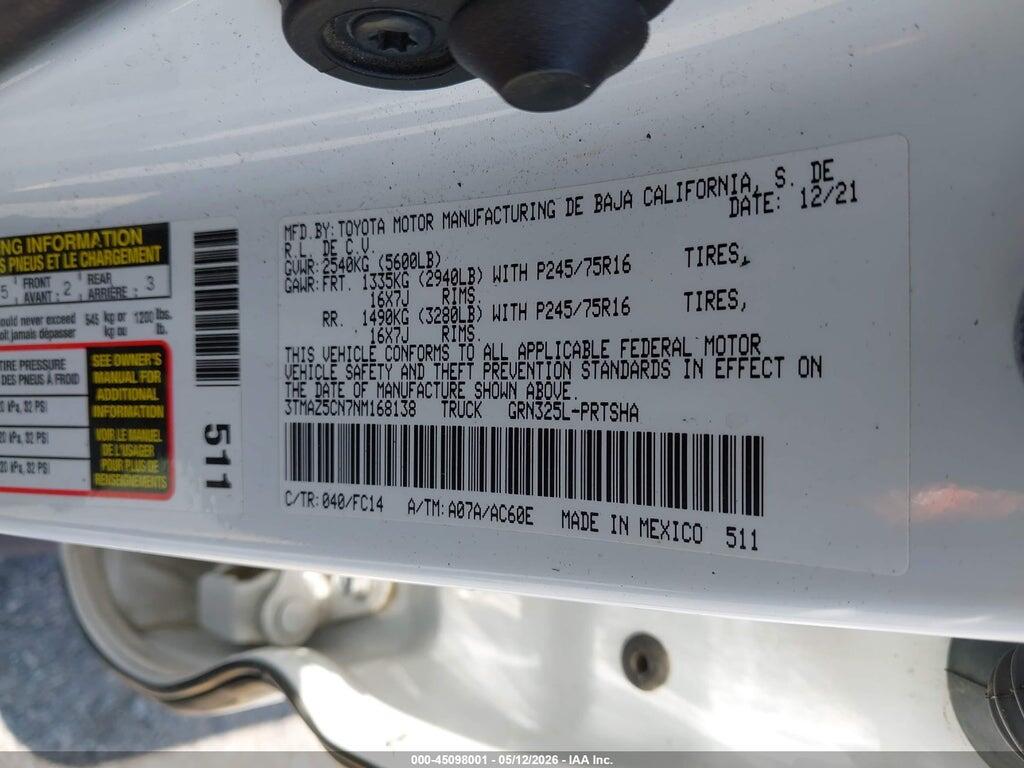 3TMAZ5CN7NM168138 2022 TOYOTA TACOMA photo no. 9