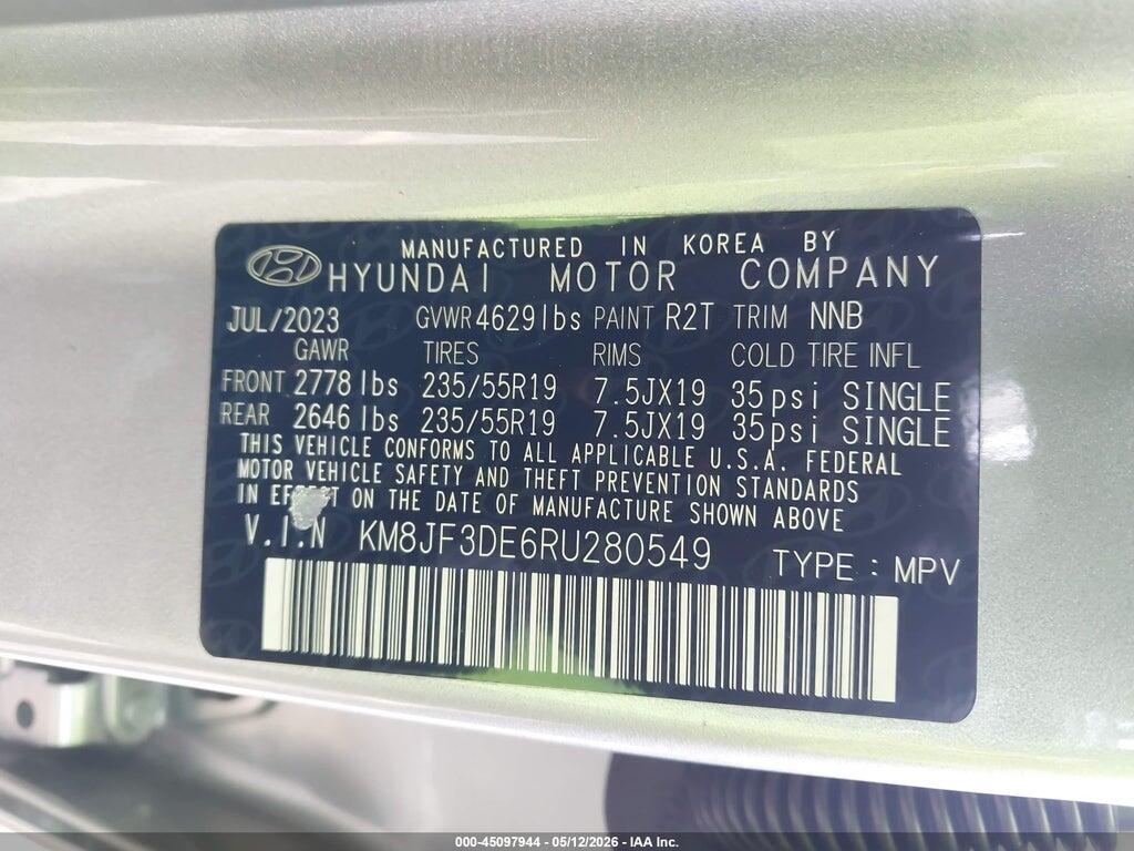 KM8JF3DE6RU280549 2024 HYUNDAI TUCSON photo no. 9