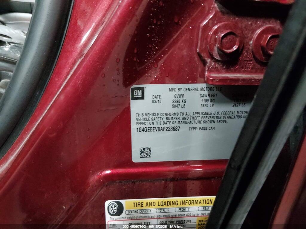 1G4GE5EV0AF228687 2010 BUICK LACROSSE photo no. 9