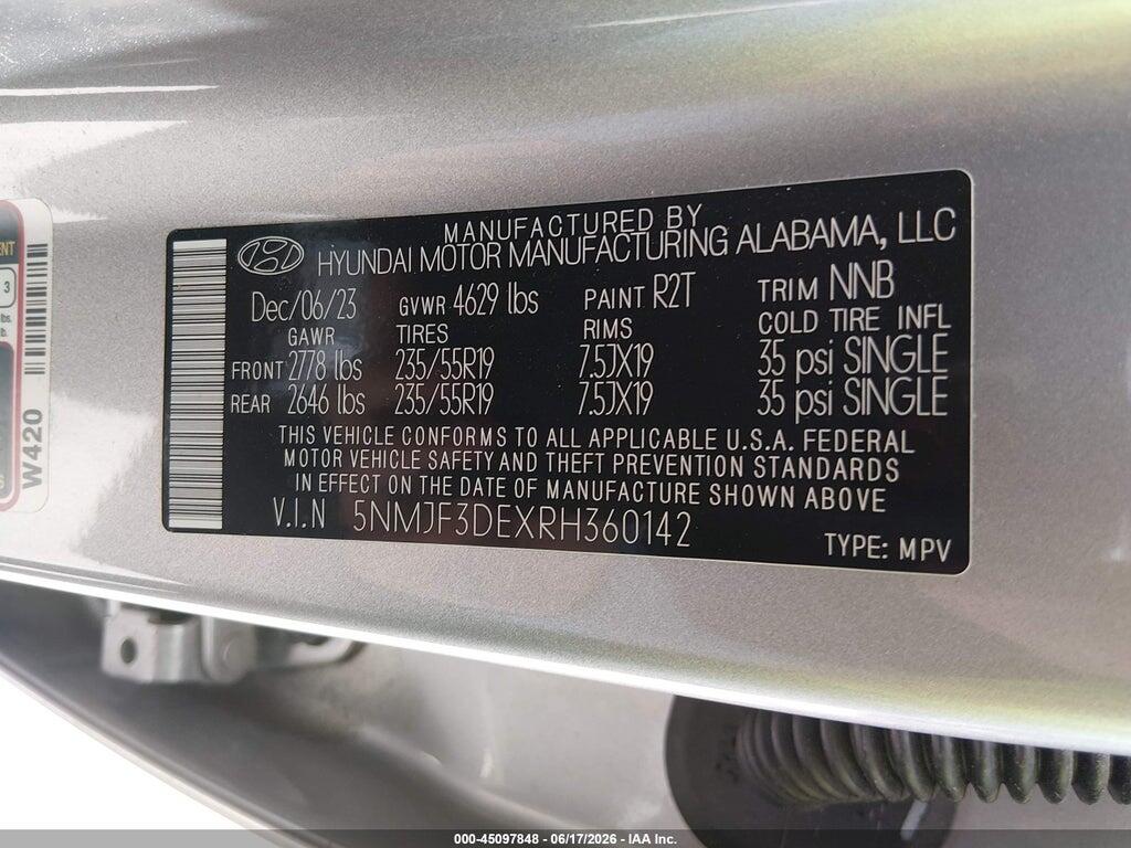 5NMJF3DEXRH360142 2024 HYUNDAI TUCSON photo no. 9
