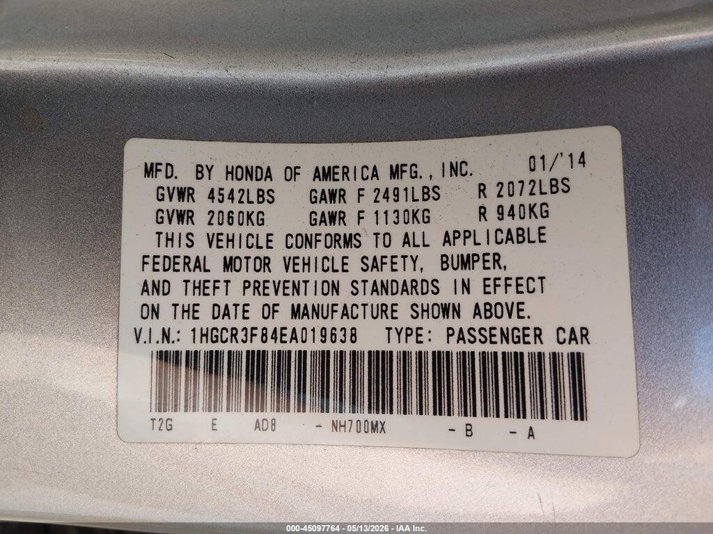 1HGCR3F84EA019638 2014 HONDA ACCORD photo no. 9