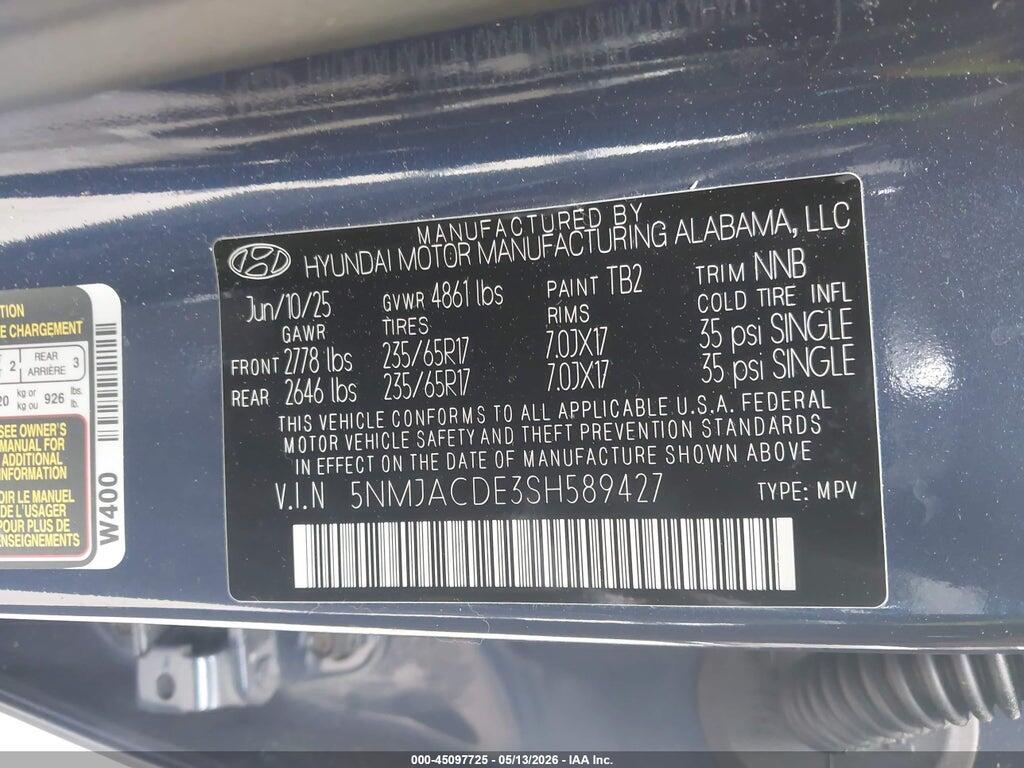 5NMJACDE3SH589427 2025 HYUNDAI TUCSON photo no. 9