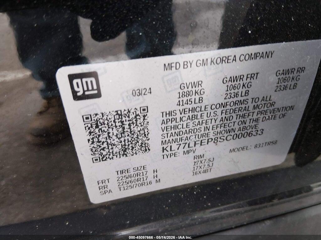 KL77LFEP8SC000633 2025 CHEVROLET TRAX photo no. 9