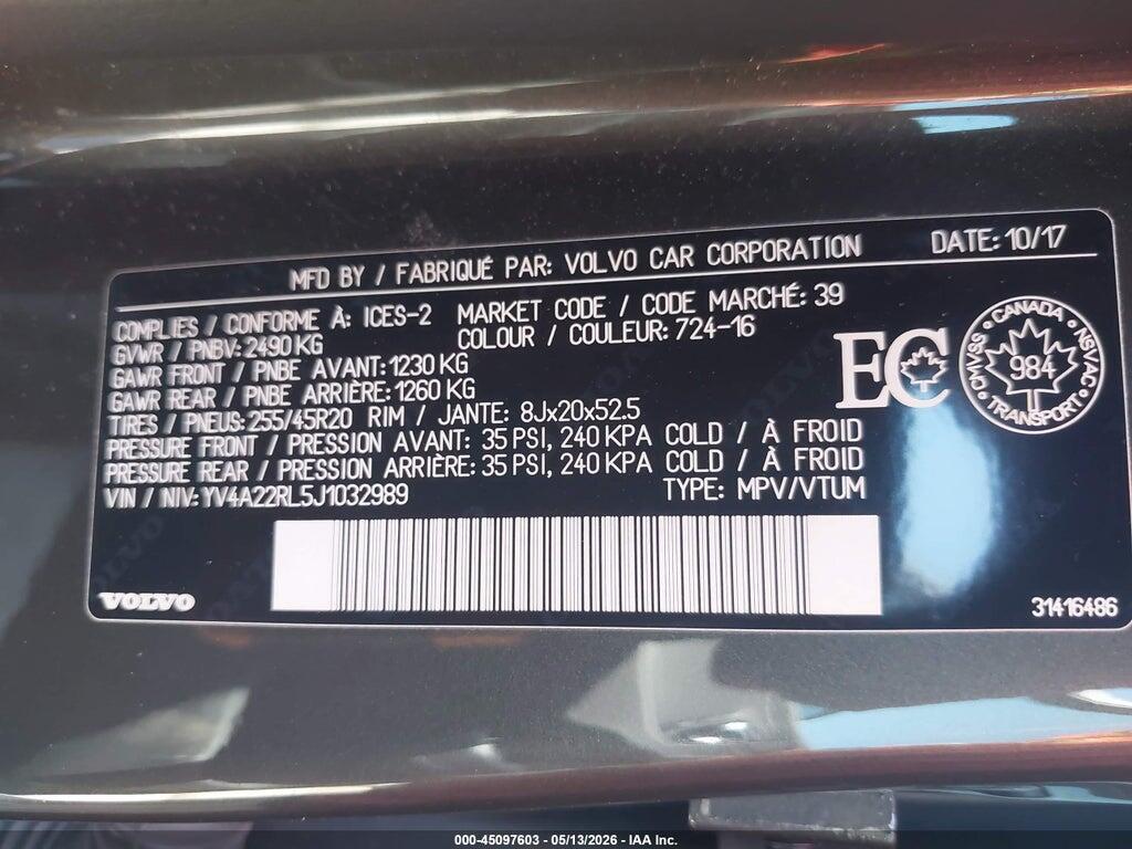 YV4A22RL5J1032989 2018 VOLVO XC60 photo no. 9