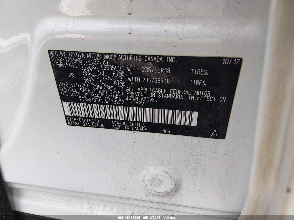 2T3WFREV1JW419232 2018 TOYOTA RAV4 photo no. 9