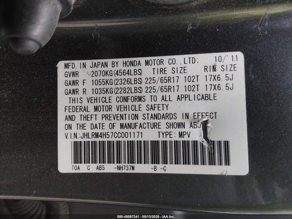 JHLRM4H57CC001171 2012 HONDA CR-V photo no. 9