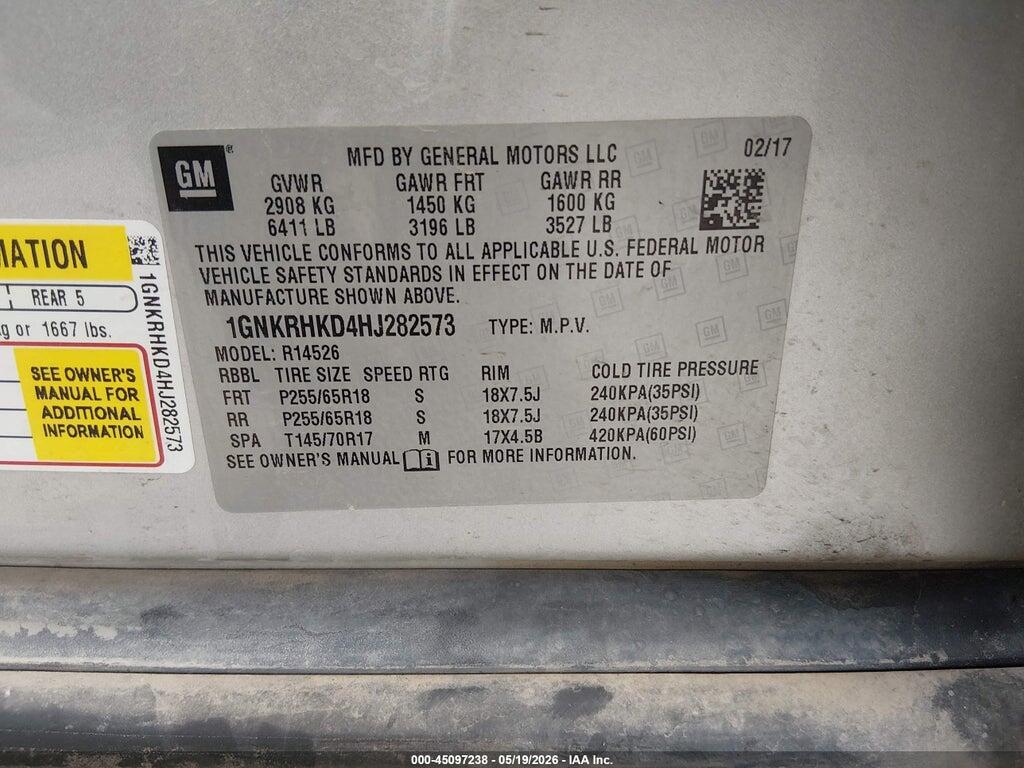 1GNKRHKD4HJ282573 2017 CHEVROLET TRAVERSE photo no. 9
