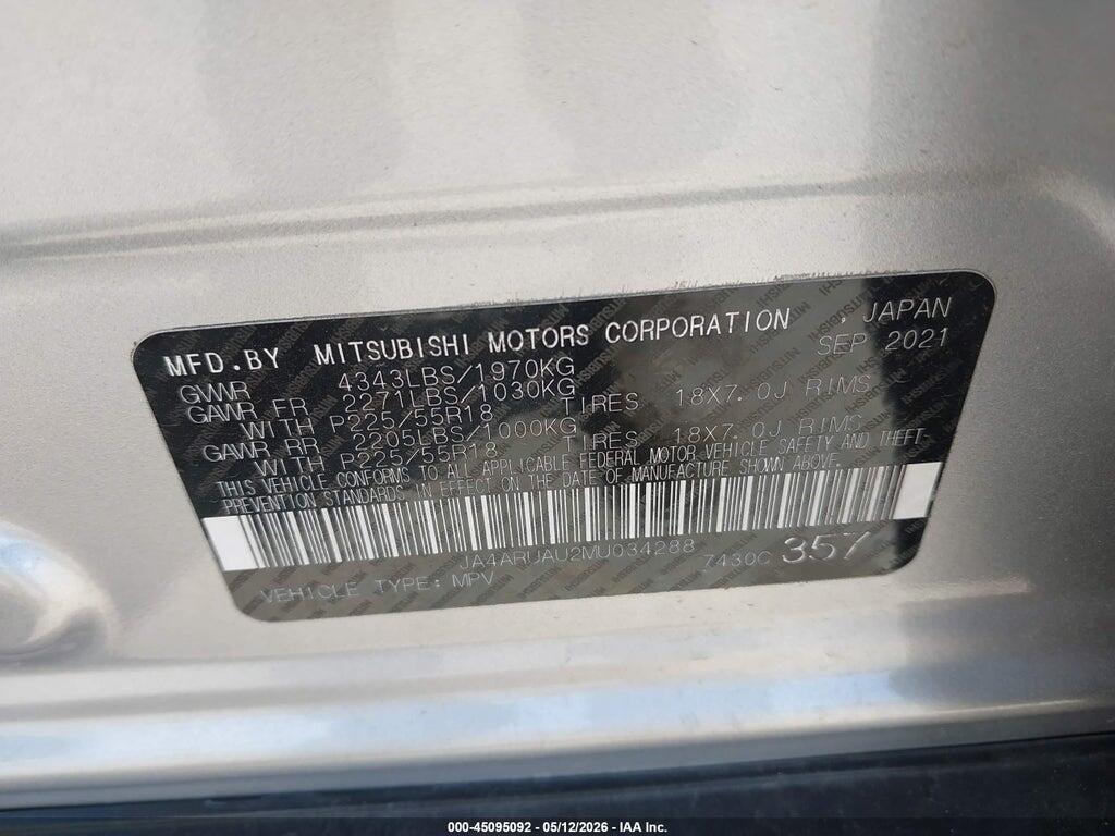 JA4ARUAU2MU034288 2021 MITSUBISHI OUTLANDER SPORT photo no. 9