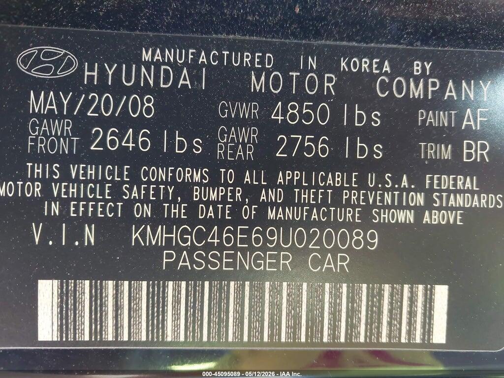 KMHGC46E69U020089 2009 HYUNDAI GENESIS photo no. 9