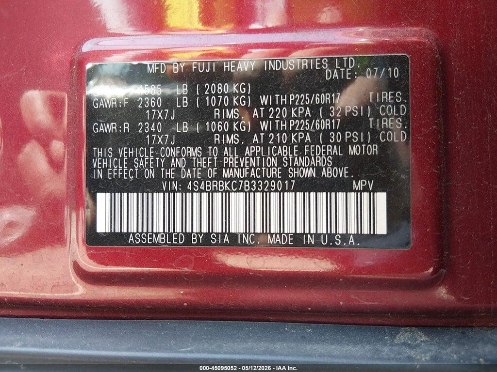 4S4BRBKC7B3329017 2011 SUBARU OUTBACK photo no. 9