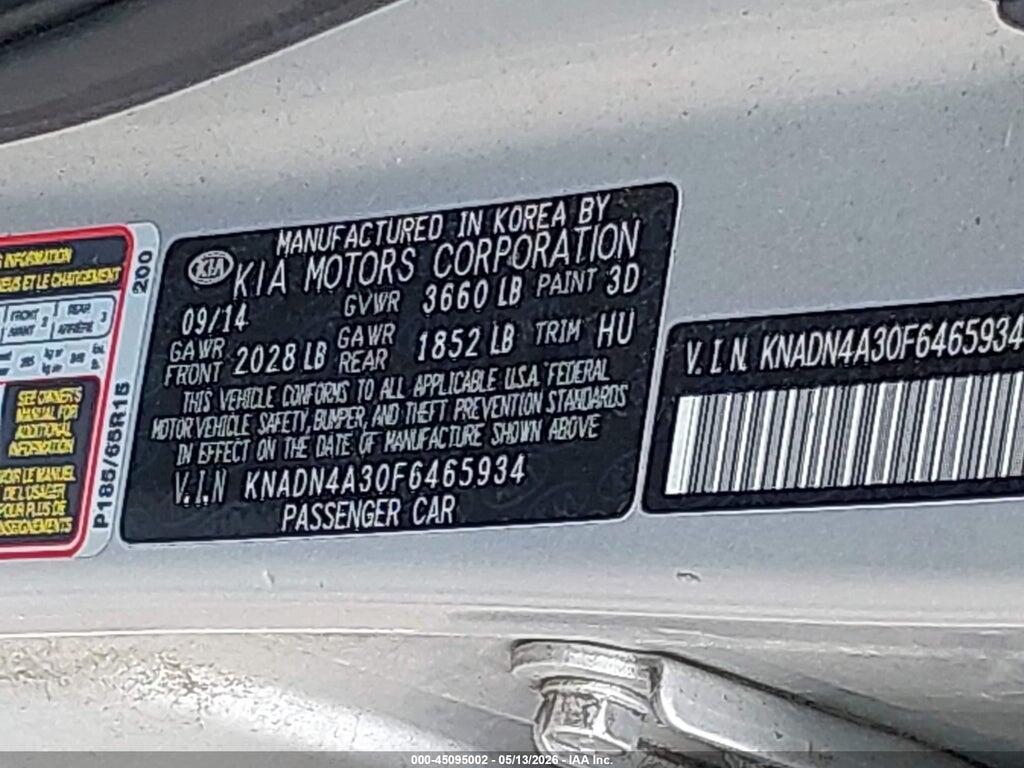 KNADN4A30F6465934 2015 KIA RIO photo no. 9