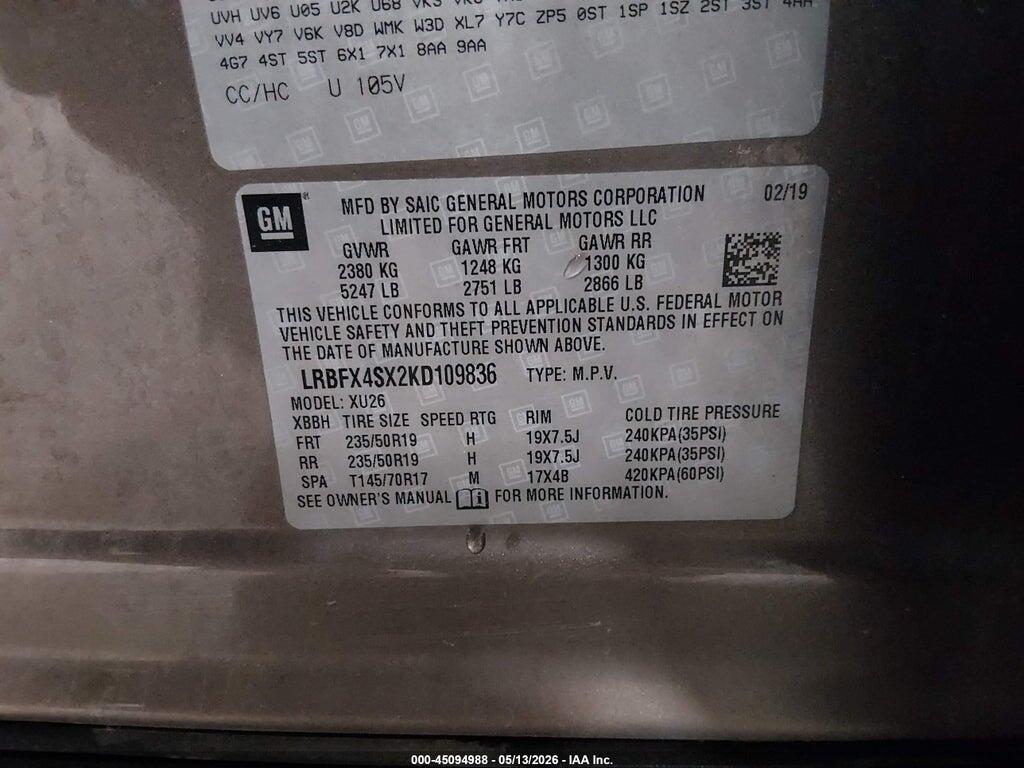 LRBFX4SX2KD109836 2019 BUICK ENVISION photo no. 9