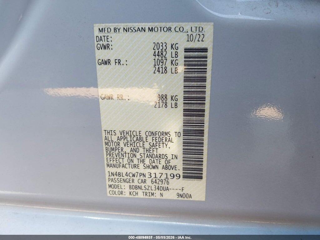 1N4BL4CW7PN317199 2023 NISSAN ALTIMA photo no. 9