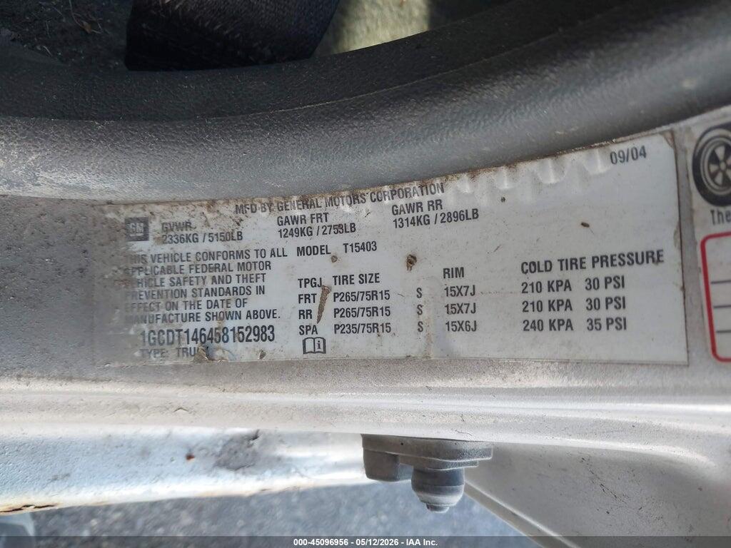 1GCDT146458152983 2005 CHEVROLET COLORADO photo no. 9