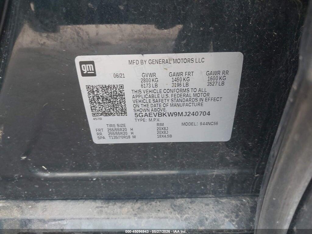 5GAEVBKW9MJ240704 2021 BUICK ENCLAVE photo no. 9