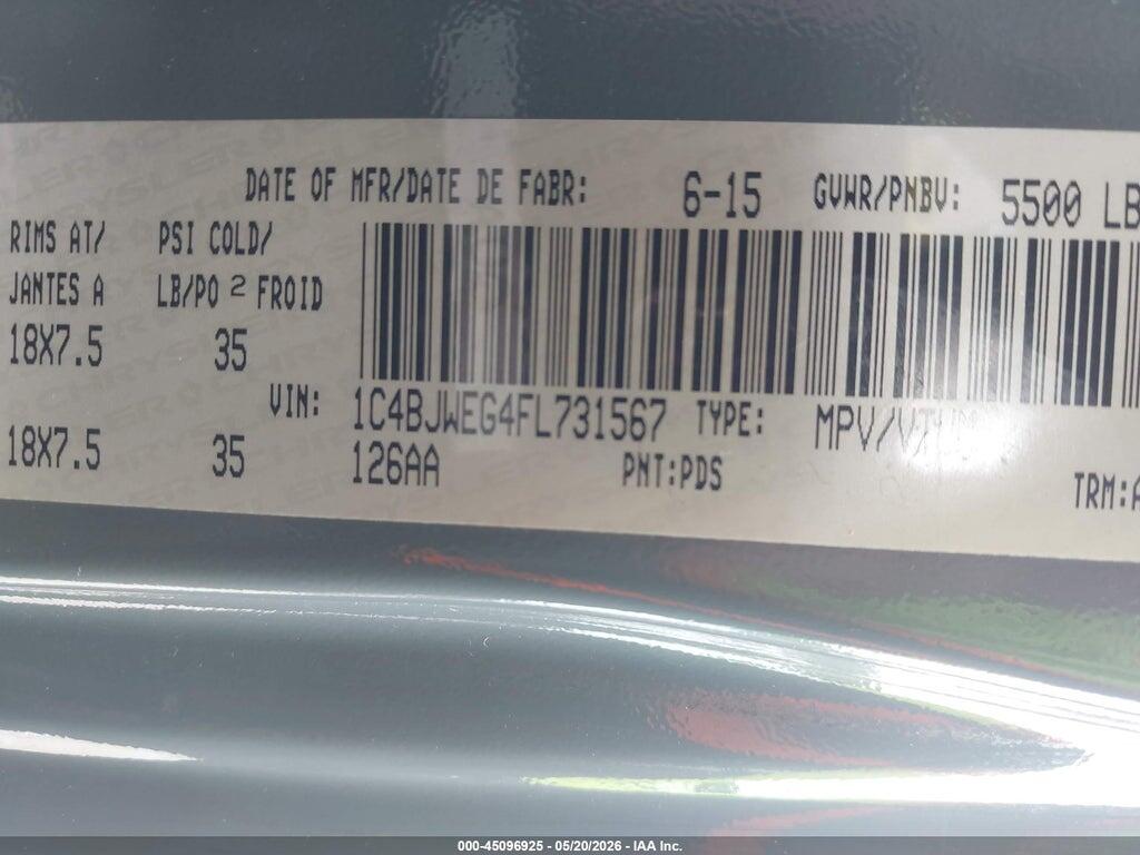 1C4BJWEG4FL731567 2015 JEEP WRANGLER UNLIMITED photo no. 9